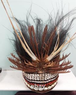 Vintage mid century Shell and feather headdress papua new guinea