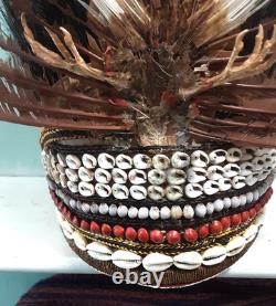 Vintage mid century Shell and feather headdress papua new guinea