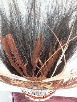 Vintage mid century Shell and feather headdress papua new guinea