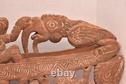 Vtg Papua New Guinea Story Board Kambot Village Carved Wood Relief Tribal Art