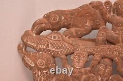 Vtg Papua New Guinea Story Board Kambot Village Carved Wood Relief Tribal Art