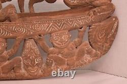 Vtg Papua New Guinea Story Board Kambot Village Carved Wood Relief Tribal Art