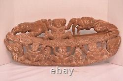 Vtg Papua New Guinea Story Board Kambot Village Carved Wood Relief Tribal Art