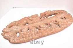 Vtg Papua New Guinea Story Board Kambot Village Carved Wood Relief Tribal Art