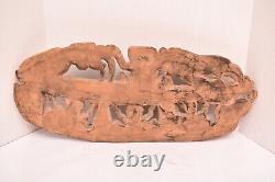 Vtg Papua New Guinea Story Board Kambot Village Carved Wood Relief Tribal Art