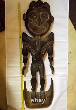 Vtg Papua New Guinea Wood Spirit Hook Ancestral Figure Mask 39 Suspension Food