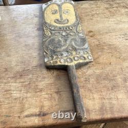 Wonderful Vintage Sepik River New Guinea Hand Carved House Board /Mask 1960's