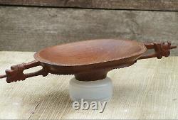 Wood Bowl Trobriand Islands Papua New Guinea Figurative Handles Oceania Tribal