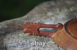 Wood Bowl Trobriand Islands Papua New Guinea Figurative Handles Oceania Tribal