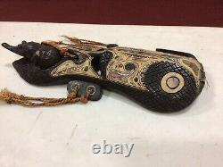 Wooden Sculpture from Tribes of Sepik River Papua New Guinea Face with croc tongue